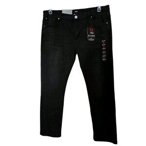 Blu Rock Men's Flex Stretch Denim Slim Fit Straight Leg Black Jeans - Size 40x31